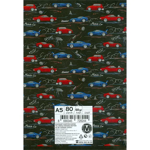 A5 Boy 80 Yaprak Çizgili Defter