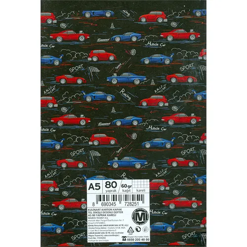 A5 Boy 80 Yaprak Kareli Defter