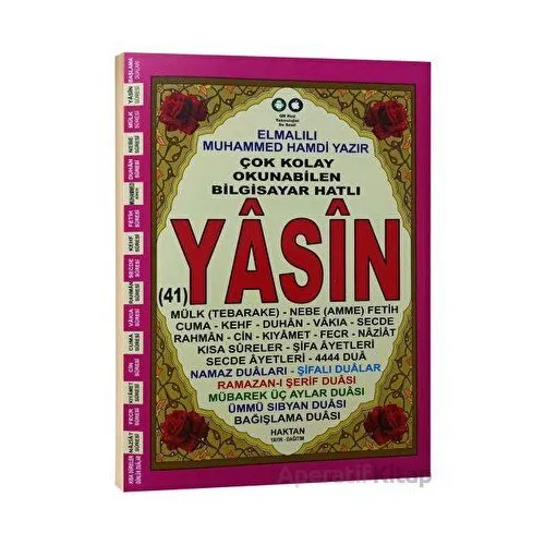 Haktan Yayınları Ortaboy 41 Yasin-i şerif 192 Sayfa Geniş Kapsamlı MAVİ