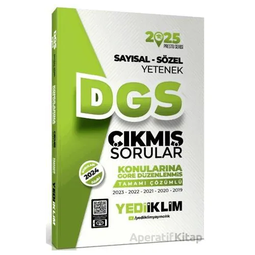 Yediiklim Yayınları 2025 DGS Sayısal-Sözel Yetenek Tamamı Çözümlü Konularına Göre Çıkmış Sorular