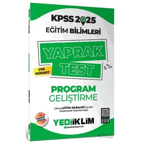 Yediiklim Yayınları 2025 KPSS Eğitim Bilimleri Program Geliştirme Çek Kopart Yaprak Test