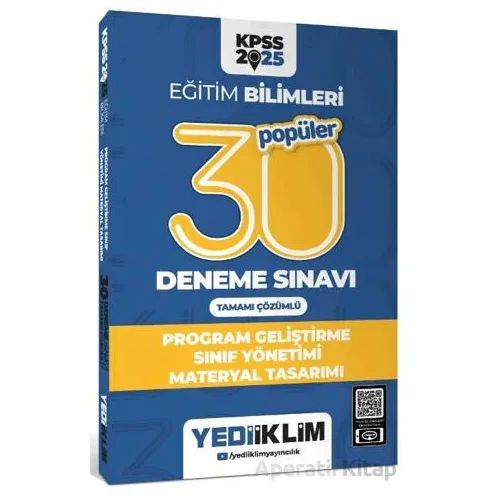 Yediiklim Yayınları 2025 KPSS Eğitim Bilimleri 30 Popüler Program Geliştirme- Sınıf Yönetimi