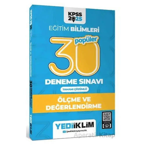 Yediiklim Yayınları 2025 KPSS Eğitim Bilimleri 30 Popüler Ölçme ve Değerlendirme Deneme Sınavı
