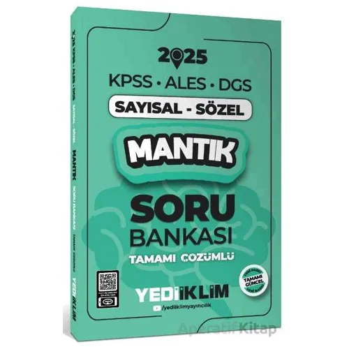 Yediiklim Yayınları 2025 KPSS ALES DGS Sayısal-Sözel Mantık Tamamı Çözümlü Soru Bankası