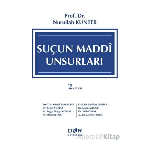 Suçun Maddi Unsurları - Nurullah Kunter - Der Yayınları