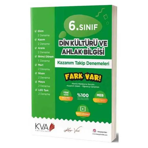 6. Sınıf Din Kültürü ve Ahlak Bilgisi Fark Var Kazanım Takip Denemeleri Koray Varol Akademi
