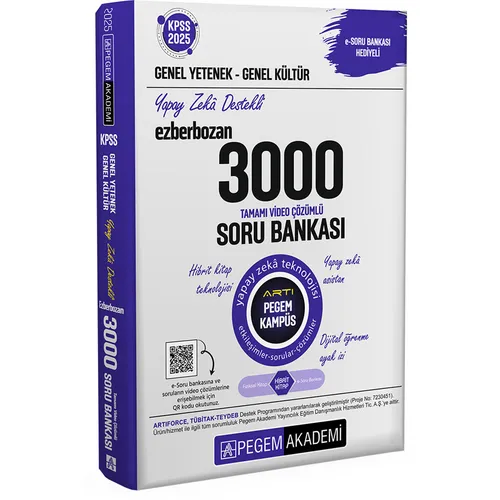 Pegem 2025 KPSS Genel Yetenek Genel Kültür Ezberbozan 3000 Çözümlü Soru Bankası