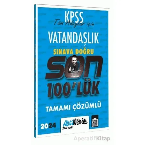 Hocawebde Yayınları Kpss 2024 Vatandaşlık Son 100 lük Tamamı Çözümlü Sorular
