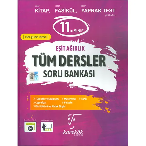 11.Sınıf Tüm Dersler Soru Bankası Eşit Ağırlık Karekök Yayınları