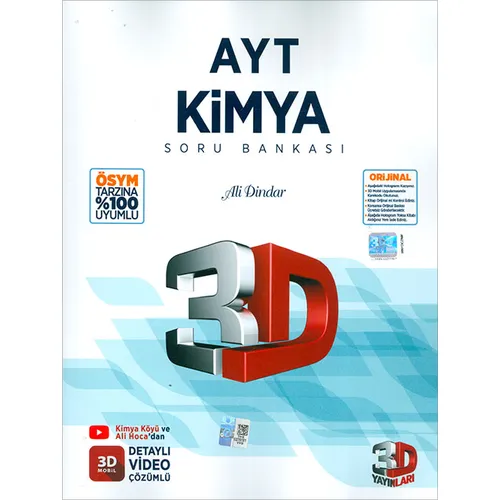 AYT 3D Kimya Tamamı Video Çözümlü Soru Bankası 3D Yayınları