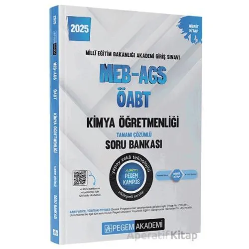 2025 MEB-AGS-ÖABT Kimya Öğretmenliği Tamamı Çözümlü Soru Bankası