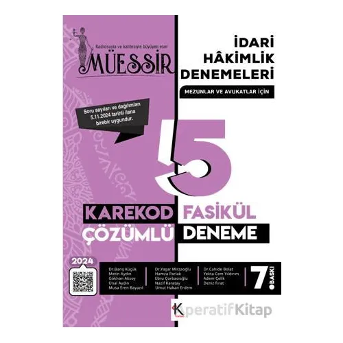 Müessir İdari Hakimlik Denemeleri- 2024 Karekod Çözümlü - Kolektif - Kuram Kitap