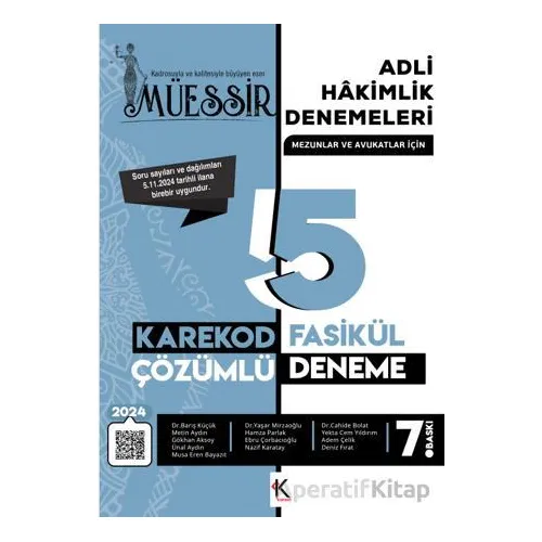 Müessir Adli Hakimlik Denemeleri- 2024 Karekod Cözümlü - Kolektif - Kuram Kitap