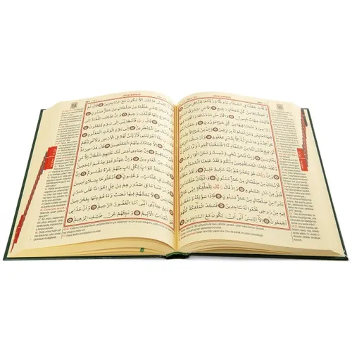 Rahleboy Arapça Bilgisayar Hatlı ve Diyanet Mühürlü Yüce Mealli Yeşil Renk Haktan Yayınları