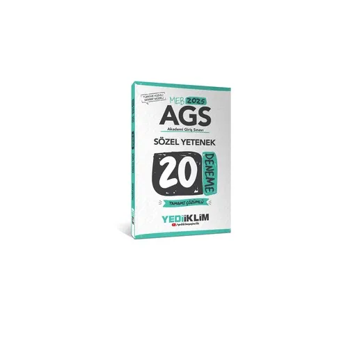 Yediiklim Yayınları 2025 MEB AGS Sözel Yetenek Tamamı Çözümlü 20 Deneme