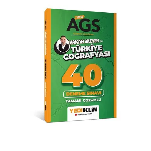 Yediiklim Yayınları MEB AGS Hakan Bileyen ile Türkiye Coğrafyası Tamamı Çözümlü 40 Deneme Sınavı