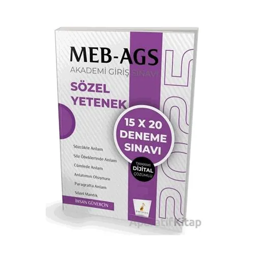 MEB - AGS Hazırlık Sözel Yetenek 15x20 Tamamı Dijital Çözümlü Deneme Sınavı