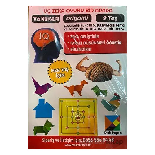 Üç Zeka Oyunu - Tangram, Origami, 9 Taş - Zekiçocuk Eğitici Kitaplar
