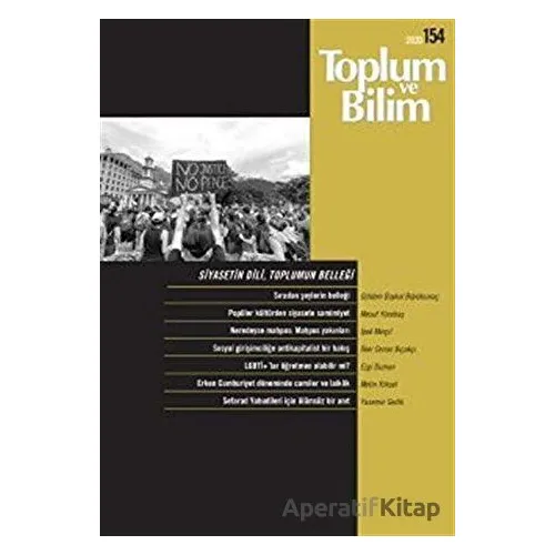 Toplum ve Bilim Dergisi Sayı: 154 - İletişim Yayınevi