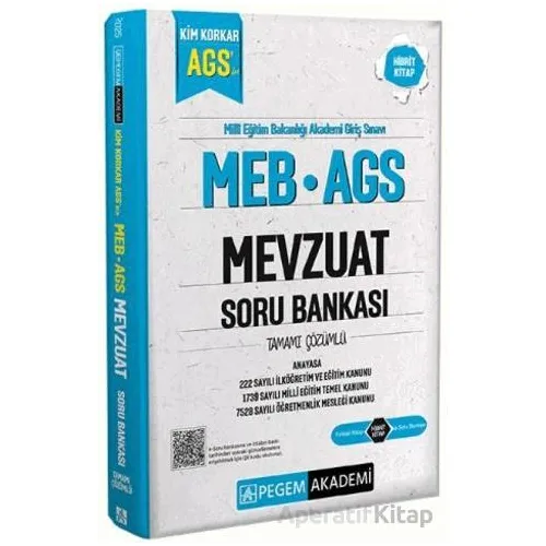 2025 Kim Korkar MEB AGS Soru Bankası Mevzuat Anayasa 222 Sayılı İlköğretim ve Eğitim Kanunu 1739 Say