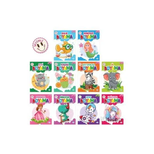 Sevimli Boyama Seti (10 Kitap) Dokuz Çocuk