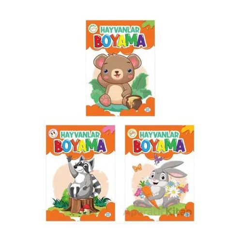 Hayvanlar Boyama Kitabı (3 Kitap) Dokuz Çocuk