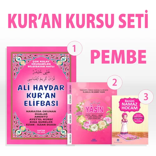 Kur’an Kursu Seti - Pembe (Elifba - Namaz Hocası - Yasin) Haktan Yayınları