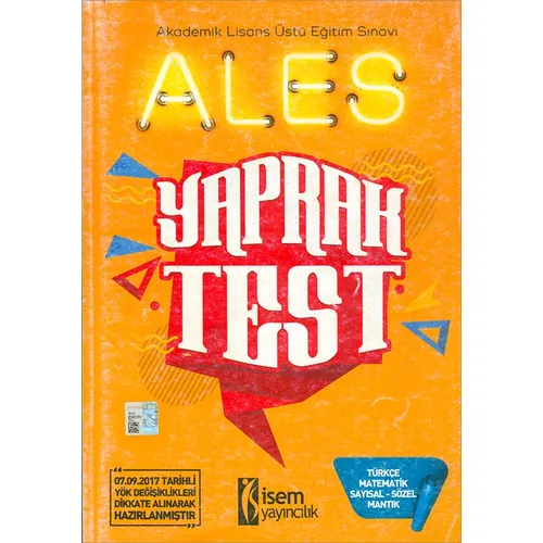 İsem ALES Sayısal Sözel Mantık Yaprak Test 2018