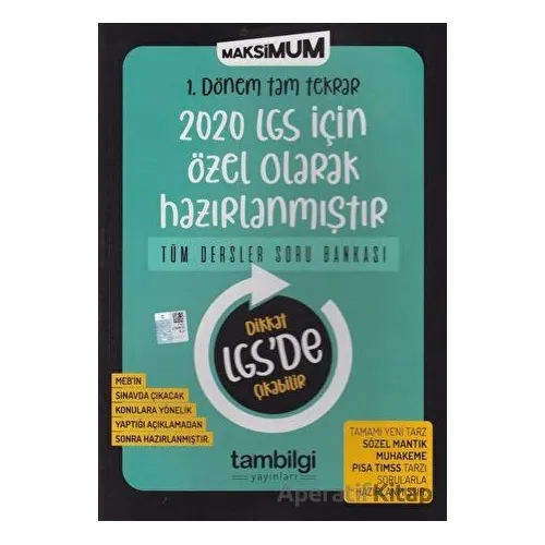 8.Sınıf LGS 1.Dönem Tüm Dersler Maksimum Soru Bankası (Kampanyalı) Tambilgi Yayınları