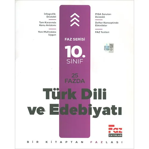 10.Sınıf 25 Fazda Türk Dili ve Edebiyatı (Kampanyalı) Faz Yayınları