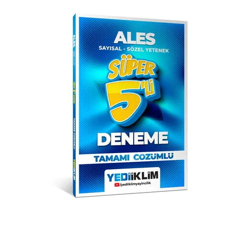 Yediiklim Yayınları 2026 ALES Sayısal - Sözel Yetenek Tamamı Çözümlü Süper 5`li Deneme