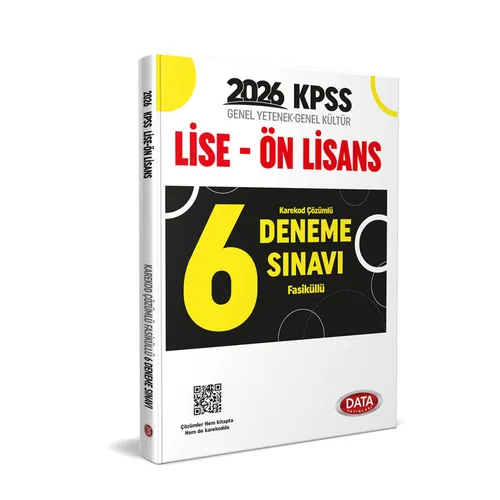 KPSS 2026 Lise Ön Lisans Fasiküllü Karekod Çözümlü 6 Deneme Sınavı Data Yayınları