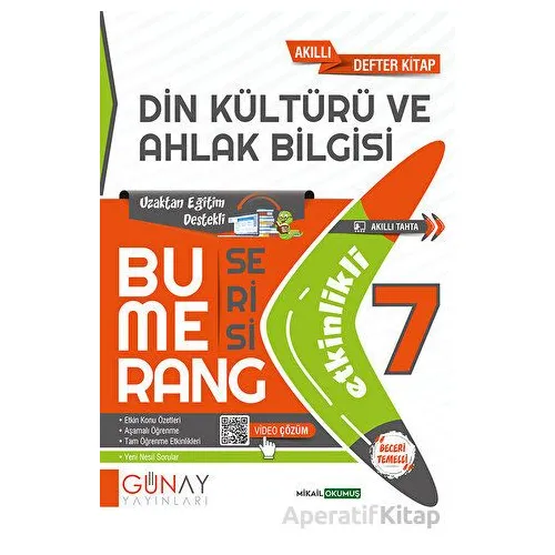 7.Sınıf Din Kültürü ve Ahlak Bilgisi Etkinlikli Akıllı Defter (Kampanyalı) Günay Yayınları