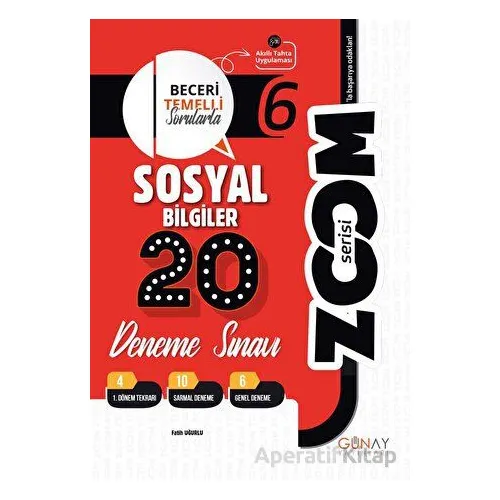 6. Sınıf Zoom Serisi Sosyal Bilgiler 20li Deneme Sınavı (Kampanyalı) Günay Yayınları