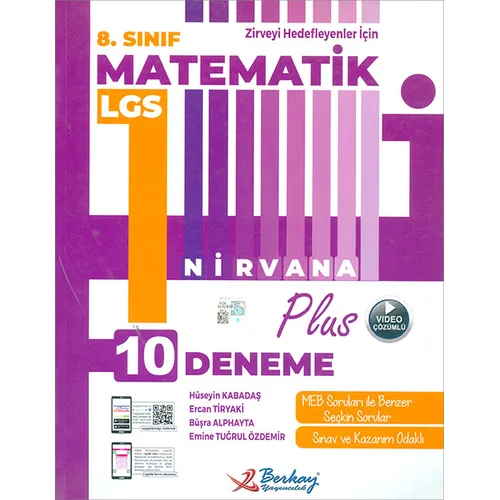 8.Sınıf LGS Nirvana Plus Matematik 10lu Deneme (Kampanyalı) Berkay Yayıncılık