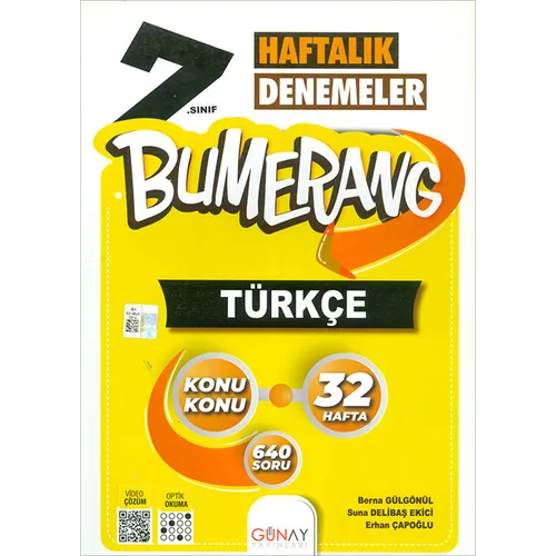 7.Sınıf Bumerang Haftalık Türkçe Denemeleri (Kampanyalı) Günay Yayınları