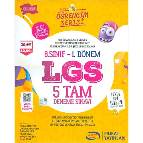 Murat 8.Sınıf 1.Dönem LGS 5 Tam Deneme Sınavı