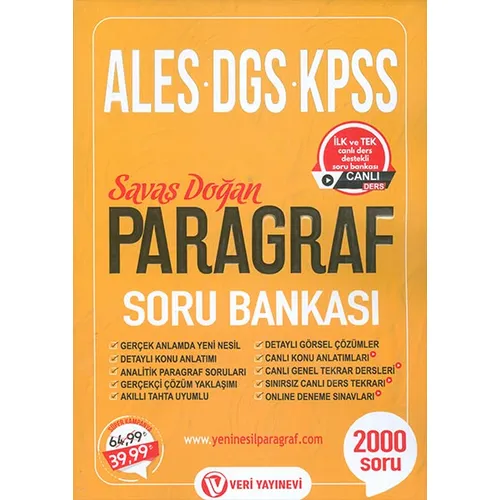 ALES DGS KPSS Paragraf Soru Bankası - Savaş Doğan - Veri Yayınevi