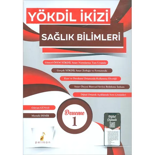 YÖKDİL İkizi Sağlık Bilimleri 2 Özgün Deneme Sınavı Dijital Çözümlü Pelikan Yayınları