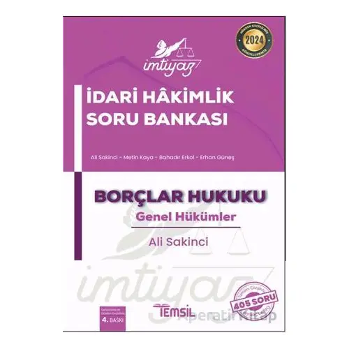 İmtiyaz İdari Hakimlik Soru Bankası Borçlar Hukuku Genel Hükümler - Ali Sakinci - Temsil Kitap