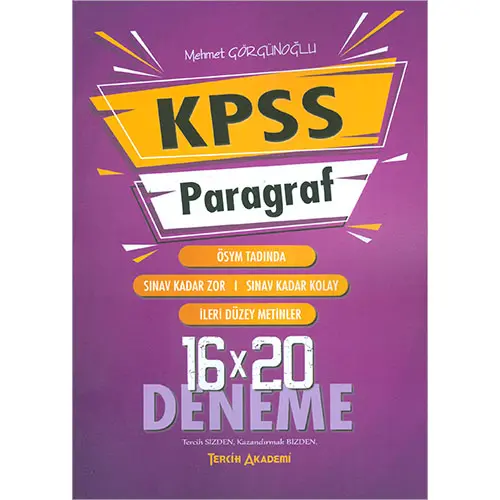 KPSS Paragraf 16x20 Deneme Tercih Akademi Yayınları