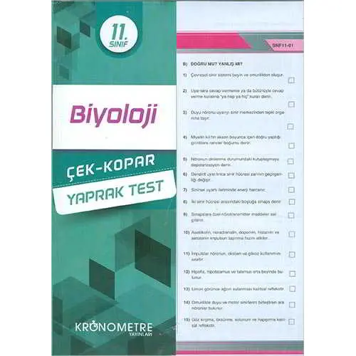 Kronometre 11.Sınıf Biyoloji Yaprak Test