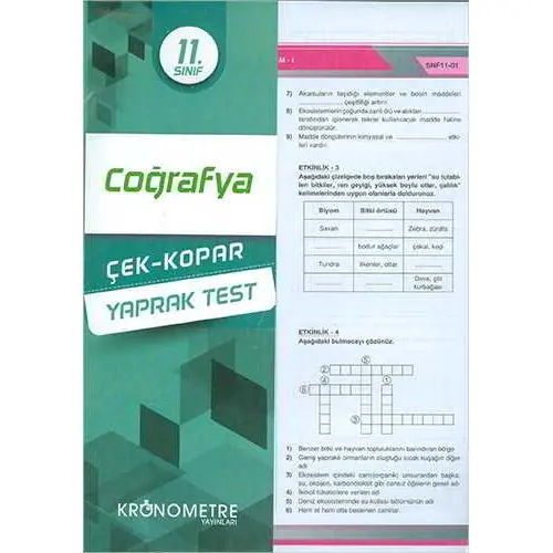 Kronometre 11.Sınıf Coğrafya Yaprak Test