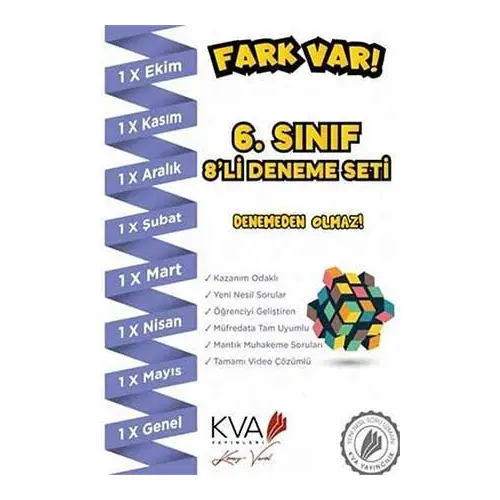 KVA Koray Varol 6. Sınıf 8 li Fark Var Deneme Seti