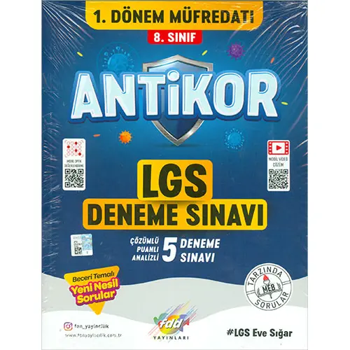 LGS 1.Dönem Antikor Çözümlü 5 Deneme Sınavı Fdd Yayınları