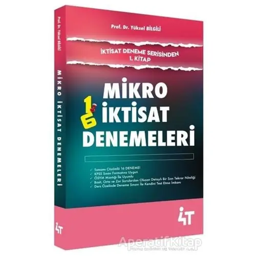 Mikro İktisat Denemeleri-İktisat Deneme Serisinden 1.Kitap - Yüksel Bilgili - 4T Yayınları