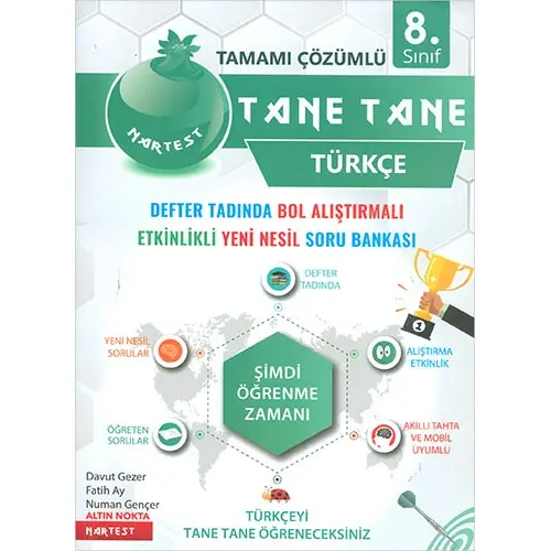 NarTest 8.Sınıf Türkçe Defter Tadında Tane Tane Soru Bankası