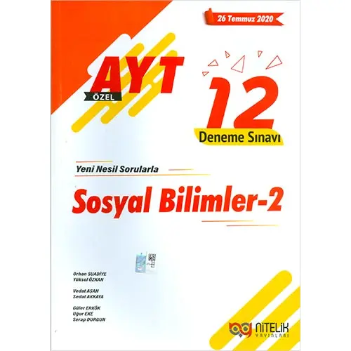 Nitelik AYT Sosyal Bilimler 2 Özel 12 Deneme Sınavı