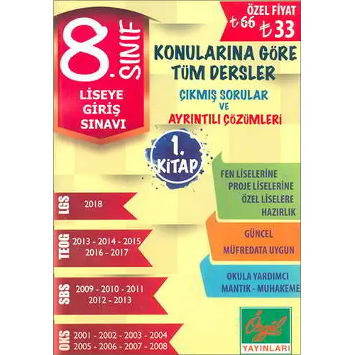 Özgül 8.Sınıf Konularına Göre Tüm Dersler Çıkmış Sorular Ve Çözümleri 1.Kitap