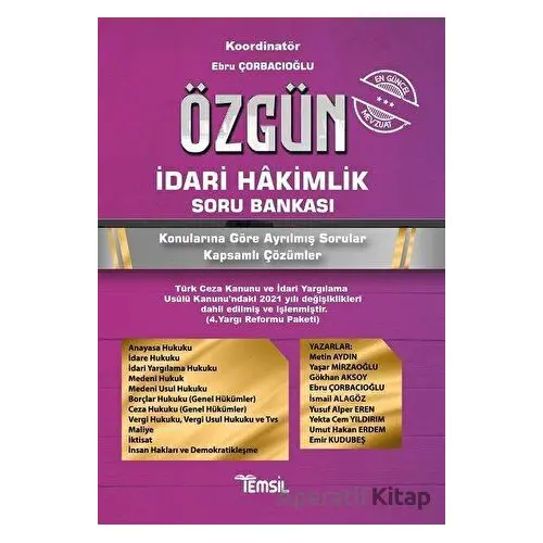 Özgün İdari Hakimlik Soru Bankası - Umut Hakan Erdem - Temsil Kitap